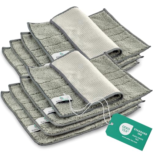 ELEXACLEAN Spültücher waschbar - Mikrofaser (Grau, 8er Set, 24x20cm) Spüllappen für Küche, Geschirr von ELEXACLEAN