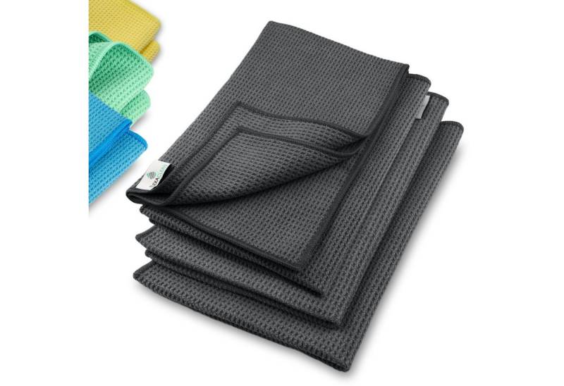 ELEXACLEAN Waffeltuch Trockentuch Mikrofasertuch (Set, 4-tlg., 60x40 cm, streifenfrei, fusselfrei, saugstark) von ELEXACLEAN