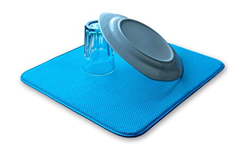 ELEXCLEAN Abtropfmatte, Mikrofaser Schutz für Küche, Spüle und Geschirr (44x41 cm, Türkis / Grün-Blau) Trockenmatte als Abtropf Unterlage von ELEXACLEAN