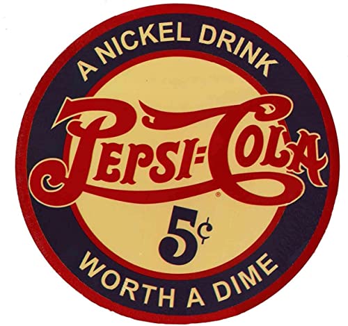 Pepsi Cola Blechschild "A Nickel Drink, Worth A Dime-Metal Wall Vintage", 30,5 cm von ELEtina