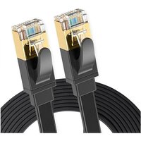 Elfcam - 12m Ethernet-Netzwerkkabel Cat 8, Flach Schwarz lan wan, Cat8 sftp 28AWG, 2000MHz 40Gbps mit Hochwertigen RJ45-Steckern von ELFCAM