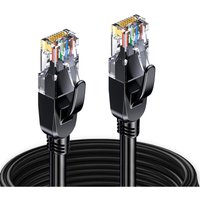 Elfcam Rundes Ethernetkabel RJ45 Cat 8 S/FTP 12m Schwarz – 28AWG, 2000 MHz, 40 Gbps – Hochgeschwindigkeits-LAN-Kabel mit hochwertigen Steckern von ELFCAM