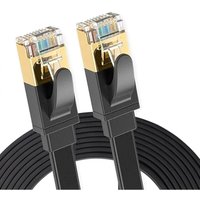 Elfcam Flaches Ethernetkabel RJ45 Cat 8 S/FTP 15m Schwarz – 28AWG, 2000 MHz, 40 Gbps – Hochgeschwindigkeits-LAN-Kabel mit hochwertigen Steckern von ELFCAM