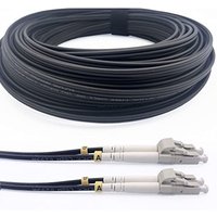 Elfcam - 15m Glasfaserkabel aus gepanzertem Stahl für Außen- und Innenbereich lc/upc zu lc/upc OM3 Multimode Duplex 50/125µm Schwarz von ELFCAM