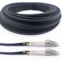 Elfcam Glasfaserkabel 250m LC/UPC auf LC/UPC – OM3 Multimode Duplex 50/125 µm, Stahlarmiert, Schwarz – Für Innen- & Außenbereich geeignet von ELFCAM