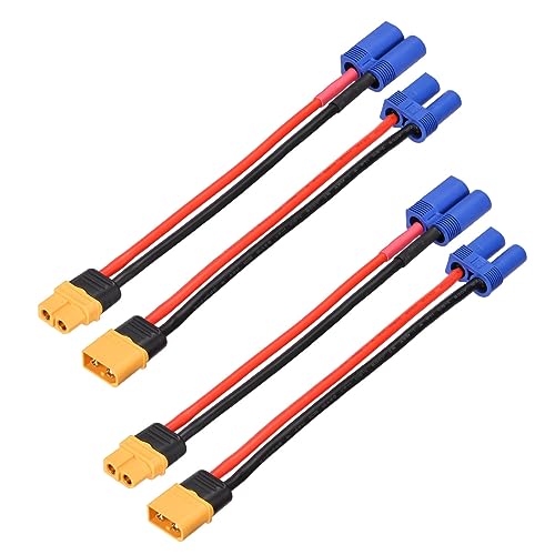 ELFCULB 2 Paar XT60 auf EC5 Kabel, XT60 Männlich Weiblich Stecker auf EC5 Weiblich Männlich Stecker mit 12AWG PVC Kabel für RC Lipo Drohne (15 cm) von ELFCULB