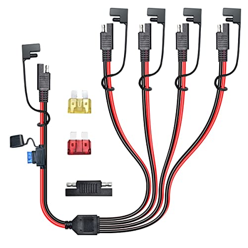 ELFCULB SAE-Splitter-Verlängerungskabel 1 auf 4 SAE-Adapter mit Polaritäts-Rückwärtsadapter für Solarmodul, Auto, Motorrad, Wohnmobil von ELFCULB