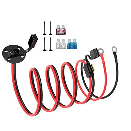 ELFCULB SAE Wetterfest Steckdose Seitenwandanschluss, 12AWG SAE Socket auf Ringkabelschuh Kabel mit 10A 15A 20A 25A Sicherungen für Mäher Auto Batterie(1.52M/5FT) von ELFCULB
