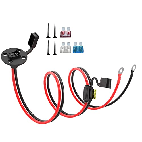 ELFCULB SAE Wetterfest Steckdose Seitenwandanschluss, 12AWG SAE Socket auf Ringkabelschuh Kabel mit 10A 15A 20A 25A Sicherungen für Mäher Auto Batterie(1M/3.3FT) von ELFCULB