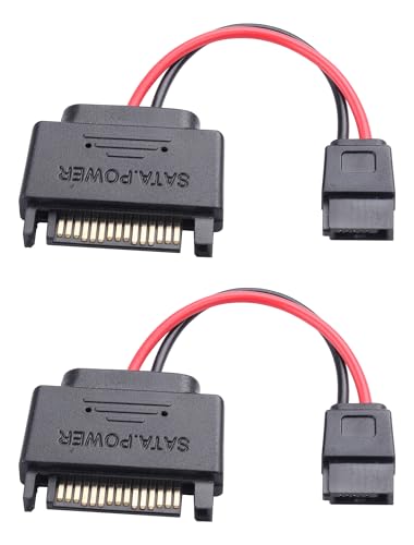 ELFJMZP 2 Stück SATA 15 Pin Stecker auf 6 Pin Female Slimline Adapter Cable, SATA auf 6-Pin PCIe GPU Power Connector für PC Power Supply, HDD, SSD, Graphics Card, Mining Rig (4 Zoll, Schwarz) von ELFJMZP