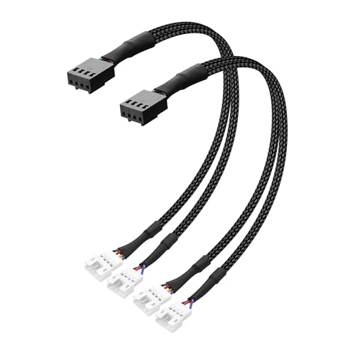ELFJMZP PC Main Chassis Channel Fan Motherboard 2510 4P Male to 1PCS PH2.0 4P Female FAN Adaptor for both PWM speed control and signalling (RPM/Alarm) 30cm/11.8in (pack of 2) (1 to 2) von ELFJMZP