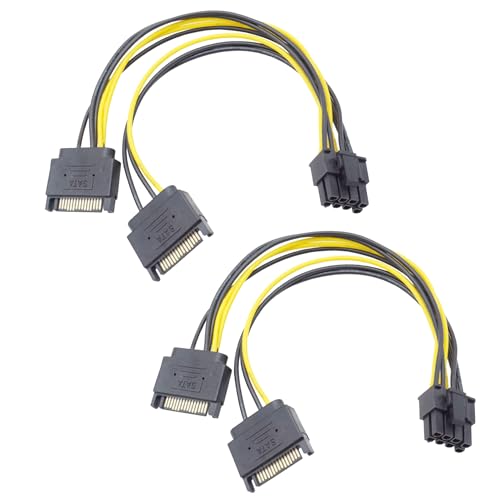 ELFJMZP Dual-SATA-15-Pin-zu-ATX-8-Pin(6+2)-Adapter GPU-Stromkabel 8,7 Zoll/22,0 cm (2er-Pack) von ELFJMZP