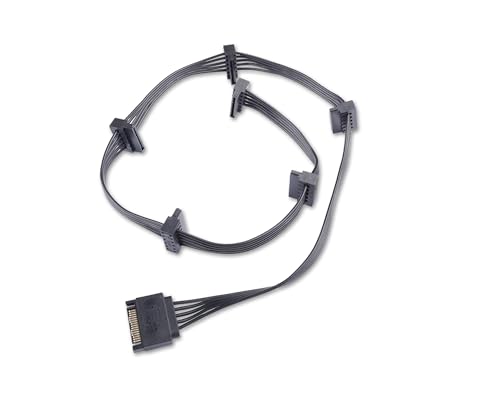 ELFJMZP SATA 15-Pin Power Splitter Cable 1 Male to 6 Female, 18AWG Tinned Copper, 72cm for HDD SSD CD-Drive - Multi-Drive Power Adapter for PC NAS Server (Black, PVC Jacket) von ELFJMZP
