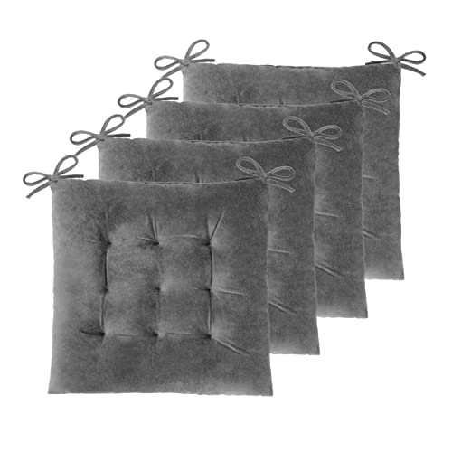ELFJOY Quadratische Stuhlkissen für den Innenbereich, Kissen mit Bändern, dickes, weiches Sitzkissen für Küche, Esszimmer, Büro, 45,7 cm, Grau, 4 Stück ELFJOY Quadratische Stuhlkissen für den Innenbereich, Kissen mit Bändern, dickes, weiches Sitzkissen für Küche, Esszimmer, Büro, 45,7 cm, Grau, 4 Stück von ELFJOY