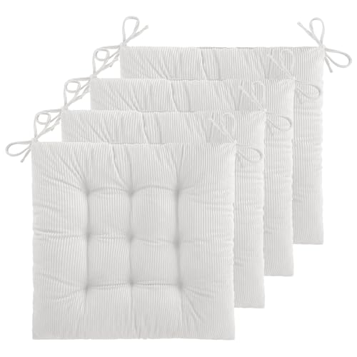 ELFJOY Stuhlkissen für Esszimmer- und Küchenstühle, 45,7 cm, warmes, dickes Kordsamt, Komfort-Stuhlkissen für Büro mit Bändern, 45,7 cm, Weiß, 4 Stück ELFJOY Stuhlkissen für Esszimmer- und Küchenstühle, 45,7 cm, warmes, dickes Kordsamt, Komfort-Stuhlkissen für Büro mit Bändern, 45,7 cm, Weiß, 4 Stück von ELFJOY