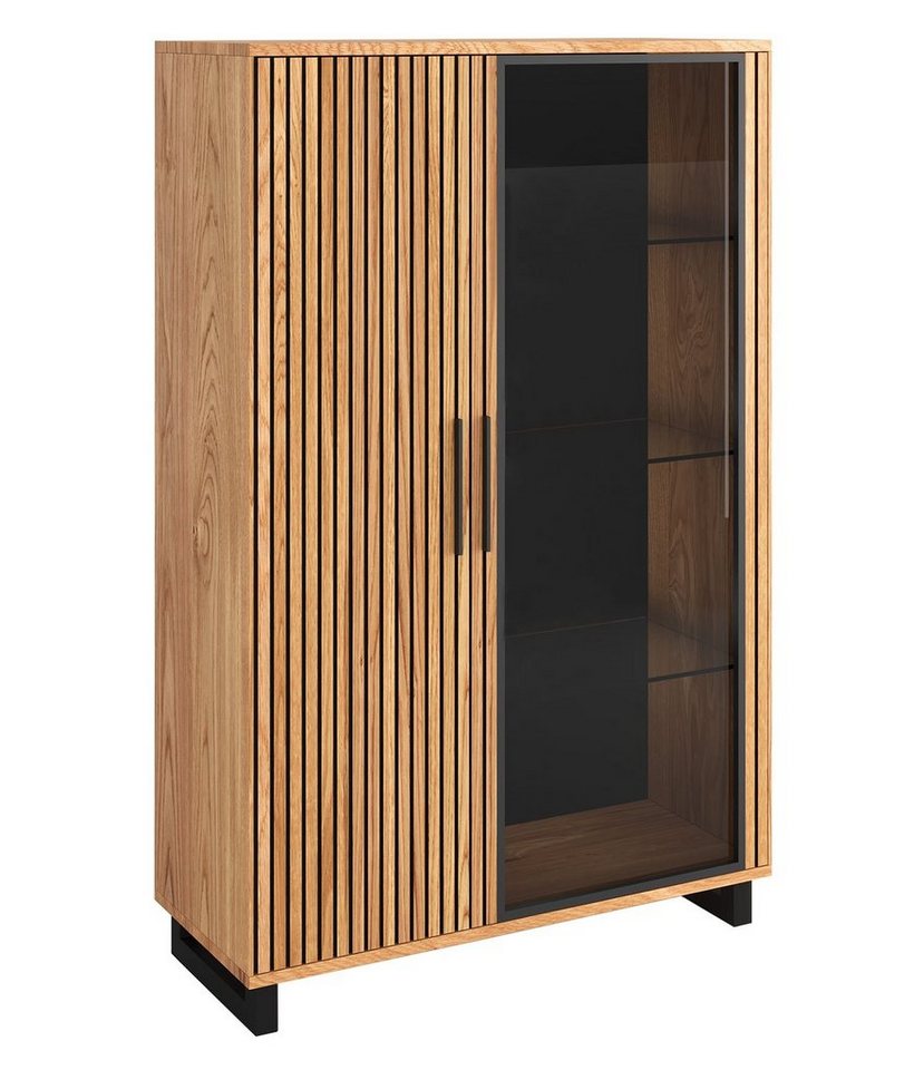 ELFO Highboard MARTHA, B 105 x H 150 cm, 1 Glastür, 1 Holztür, teilmassives Eichenholz von ELFO