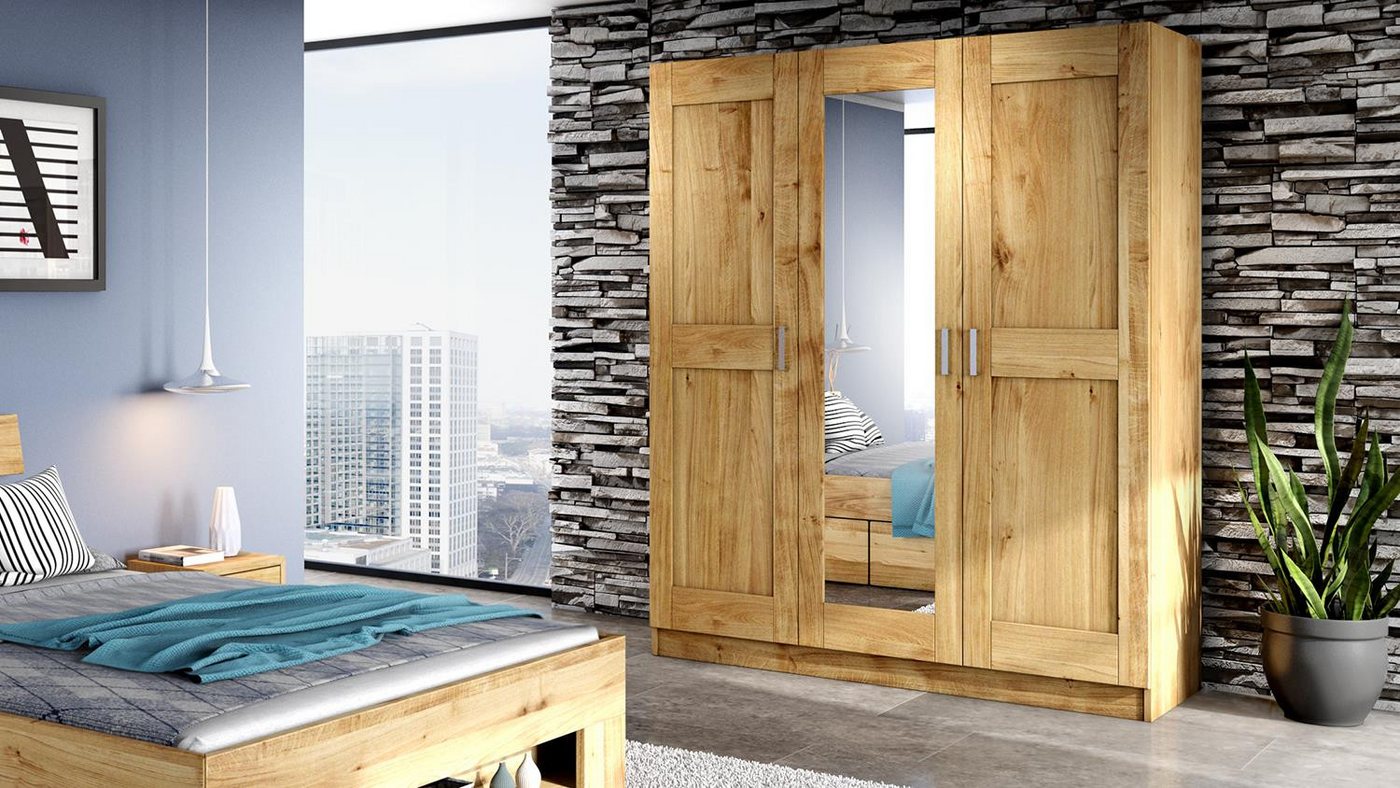 ELFO Kleiderschrank Kleiderschrank Toni 3 S in Wildeiche mit Spiegel 152 cm ELFO Kleiderschrank Kleiderschrank Toni 3 S in Wildeiche mit Spiegel 152 cm von ELFO