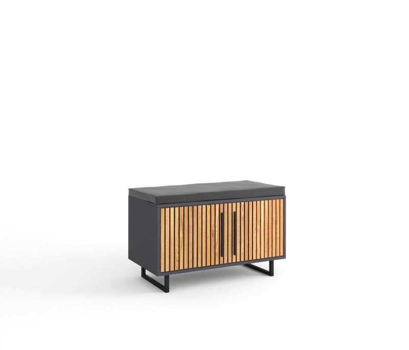 ELFO Schuhbank in Eiche / anthrazit, Eiche teilmassiv - 82x51x40cm (BxHxT) von ELFO