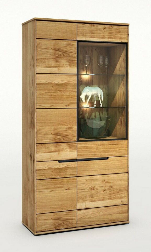 ELFO Stauraumvitrine Vitrine Lola Regal Schrank Wildeiche teilmassiv geölt Breite 102cm von ELFO