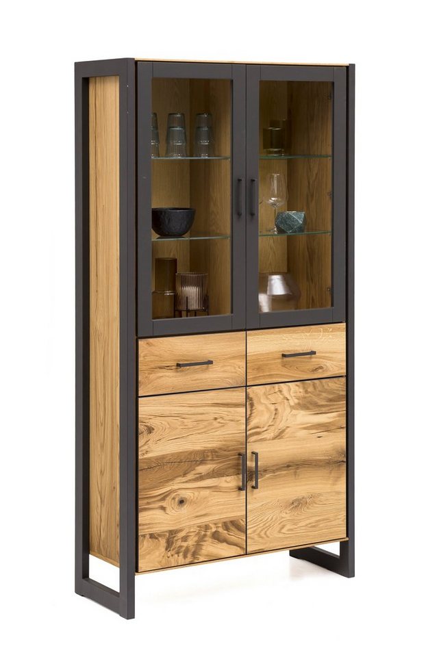 ELFO Vitrine Janne Regal Alteiche Metall graphitgrau B.97cm von ELFO