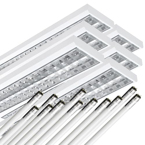 ELG Leuchten 6x LED Rasteranbauleuchte 150cm 2-flammig inkl. 12x 20,6 Watt 3100lm (6200lm) (4000K) (Neutralweiß) 150 lm/W Daylight Büroleuchte Deckenleuchte Rasterleuchte optional Pendelleuchte von ELG Leuchten