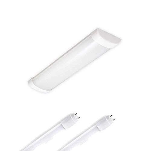 ELG Leuchten Aufbauleuchte Feuchtraumleuchte LED 60cm 2-flammig inkl. 2x7W LED 3000K Warmweiss 2x990lm Werkstattleuchte Arbeitsleuchte Werkstattlampe 2-seitig-gesockelt (3000k-os) von ELG Leuchten