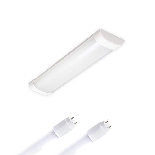 ELG Leuchten Aufbauleuchte Feuchtraumleuchte LED 60cm 2-flammig inkl. 2x7W LED 6500K Tageslicht 2x1100lm Werkstattleuchte Arbeitsleuchte Werkstattlampe 2-seitig-gesockelt (6500k-os) von ELG Leuchten