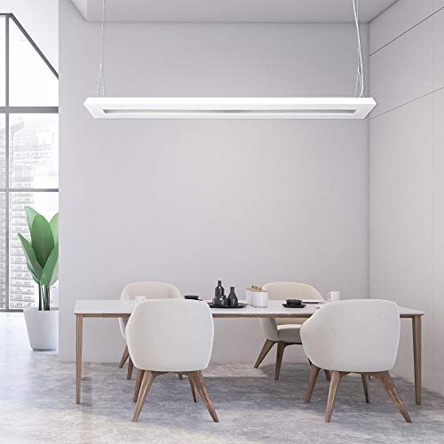ELG Leuchten LED Pendelleuchte 64 Watt COB 4000K 6000lm 160cm Mikroprismatische Abdeckung direkter/indirekter Lichtanteil Büroleuchte Arbeitsplatzleuchte Schreibtischleuchte Hängeleuchte Designleuchte von ELG Leuchten