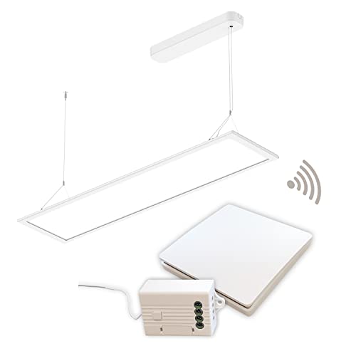 ELG Leuchten LED Pendelleuchte mit Funkschalterset 50 Watt 3000K (4350lm) direkt (70%) indirekt (30%)strahlend Bürolampe Arbeitsplatzleuchte Schreibtischleuchte Hängeleuchte Designleuchte Pendellampe von ELG Leuchten