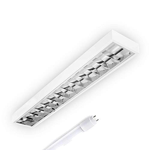 ELG Leuchten LED Rasteranbauleuchte 120cm 16W 4000K Neutralweiss 1700lm Led Röhren Büroleuchte Deckenleuchte Rasterleuchte Deckenlampe optional Pendelleuchte (4000-AIM, 120/1-flammig) von ELG Leuchten