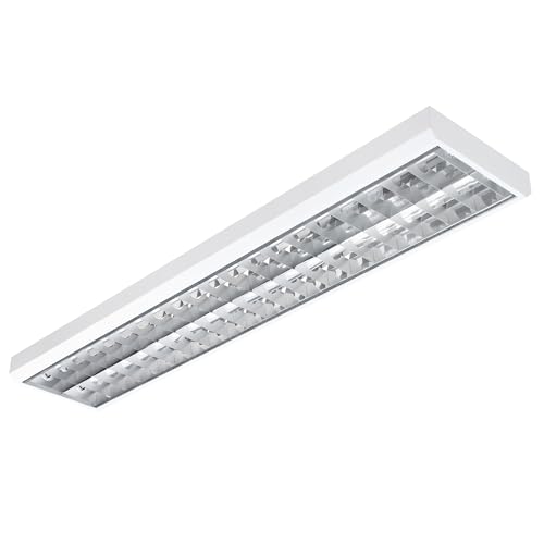 ELG Leuchten LED Rasteranbauleuchte 120cm 2-flammig Vorverdrahtet für LED Röhren Daylight Büroleuchte optional Pendelleuchte von ELG Leuchten