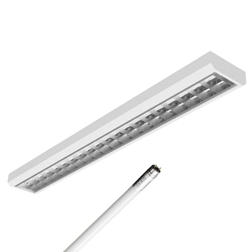 ELG Leuchten LED Rasteranbauleuchte 150cm 1-flammig inkl. 1x 20 Watt 2790lm (3000K) (Warmweiß) 139,5 lm/W Daylight Büroleuchte optional Pendelleuchte von ELG Leuchten