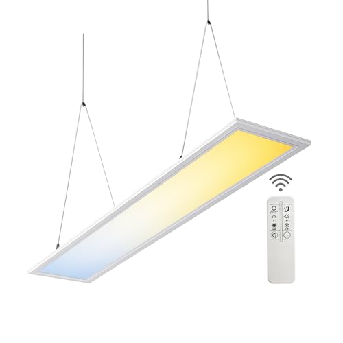 LED Pendelleuchte 120cm, direkt/indirekt, Dimmbar, CCT 3000-6000K mit FB, Mikroprismatische Abde., 32 Watt, 2880 lm, CRI>90, IP20 von ELG Leuchten