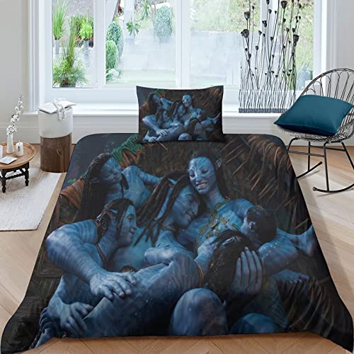 Avatar: Der Weg des Wassers Bettbezüge Bettwäsche - Set Bettbezug Nittany Bettwäsche 2 Teilig, 3D Druck Microfaser Duvet Cover Mit Kissenbezug Für KinderJungen Mädchen Deckenbezug Single（135x200cm） von ELGISI