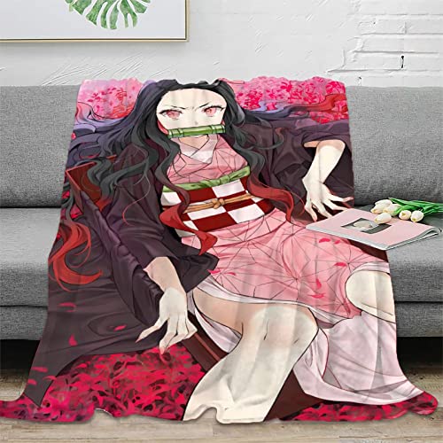 ELGISI Demon Slayer Kuscheldecken,Decke Auf Mikrofaser, Nezuko Kamado 3D-Digitaldruck Kuscheldecke, Flanelldecke, Weich Wohndecke, Sofadecke Decke Für Kinder Jungen Erwachsene 60x80inch(150x200cm) von ELGISI