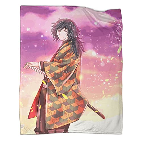 ELGISI Demon Slayer Kuscheldecken,Decke Auf Mikrofaser, Tomioka Giyuu 3D-Digitaldruck Kuscheldecke, Flanelldecke, Weich Wohndecke, Sofadecke Decke Für Kinder Jungen Erwachsene 60x80inch(150x200cm) von ELGISI