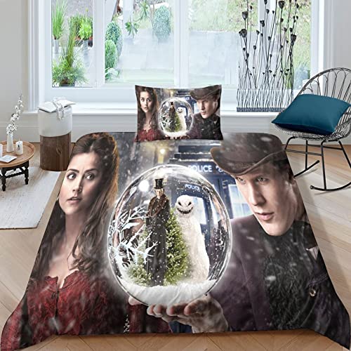 ELGISI Doctor Who Bettbezug Und Kissenbezug Animation Bettwäsche 3D-Digitaldruck Ultraweich Und Hypoallergen Geeignet Für Mädchen Jungen Teenager Anime Bettbezug Kissenbezüge Single（135x200cm） von ELGISI