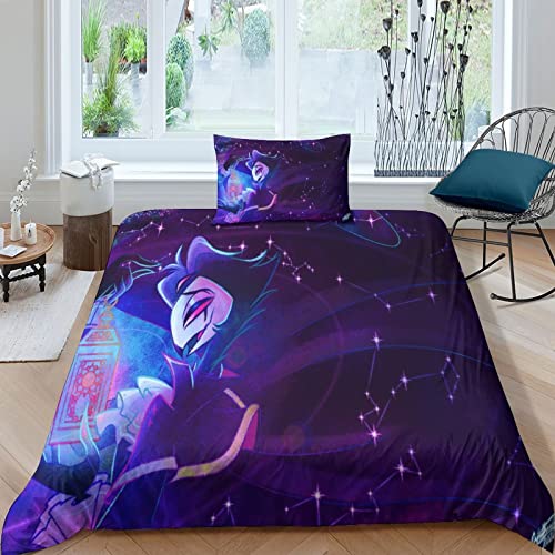 ELGISI Helluva Boss Duvet Cover Bettwäsche Set Cartoon Bettbezug Und Kissenbezug, Mikrofaser, 3D Digital Print Deckenbezug Dreiteilige Set Für Erwachsene Und Kinder Single（135x200cm） von ELGISI