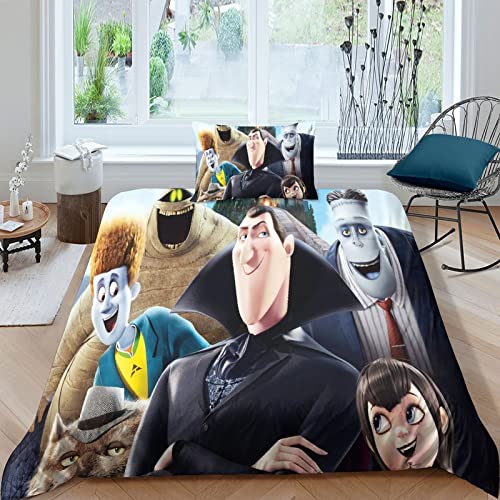 ELGISI Hotel Transilvanien Duvet Cover Bettwäsche Set Dracula Bettbezug Und Kissenbezug, Mikrofaser, 3D Digital Print Deckenbezug Dreiteilige Set Für Erwachsene Und Kinder Single（135x200cm） von ELGISI