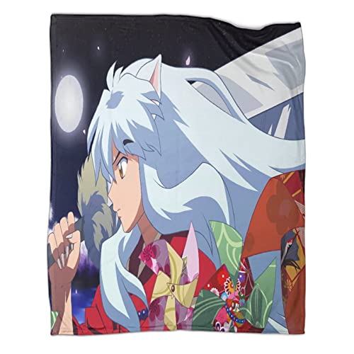 ELGISI Inuyasha Kuscheldecken Comics 3D Drucken Decke Flanell Flauschige Decke Kuschelige Wohndecke Sofadecke Reisedecke Vielseitig Einsetzbar Decke 60x80inch(150x200cm) von ELGISI