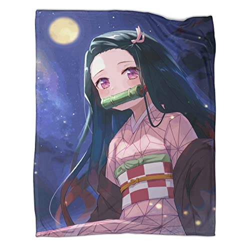 ELGISI Kimetsu No Yaiba Kuscheldecken Nezuko Kamado 3D Drucken Decke Flanell Flauschige Decke Kuschelige Wohndecke Sofadecke Reisedecke Vielseitig Einsetzbar Decke 60x80inch(150x200cm) von ELGISI