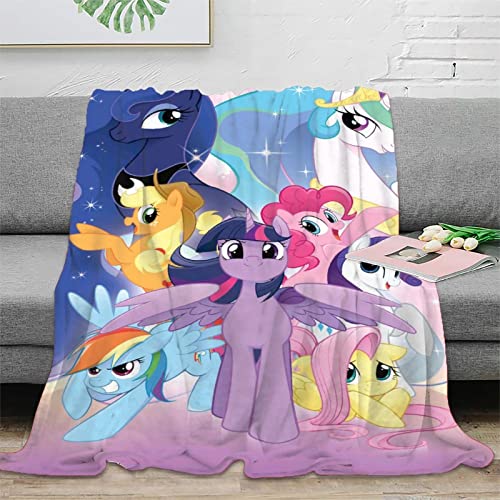ELGISI My Little Pony Decke, Rainbow Pony 3D Kuscheldecke Sofadecke Bettüberwurf Erhältlich Decke Tagesdecke Decke Für Sofa Und Bett Falten-beständig Schmusedecke 50x60inch(127x152cm) von ELGISI