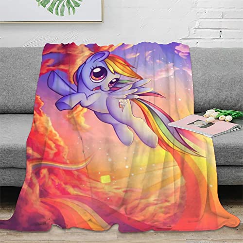 ELGISI My Little Pony Kuscheldecken Rainbow Pony 3D Drucken Decke Flanell Flauschige Decke Kuschelige Wohndecke Sofadecke Reisedecke Vielseitig Einsetzbar Decke 40x50inch(100x130cm) von ELGISI