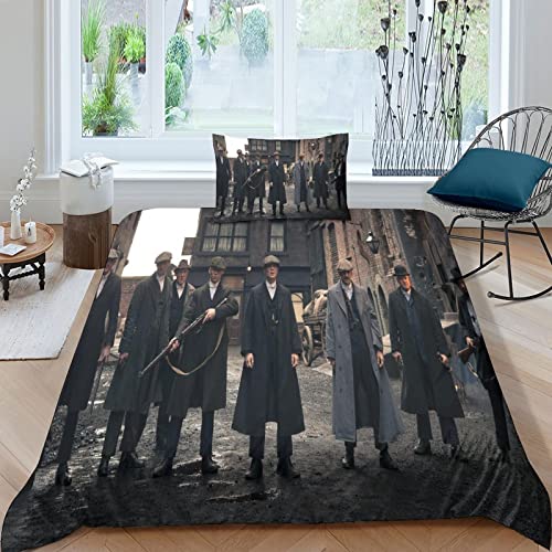 ELGISI Peaky Blinders Bettbezug Und Kissenbezug 3D-Digitaldruck Ultraweich Tommy Shelby Bettwäsche Geeignet Für Mädchen Jungen Teenager Bettbezüge Und Kissenbezüge 50 X 75cm Single（135x200cm） von ELGISI