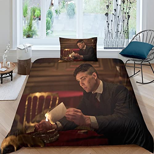 ELGISI Peaky Blinders Bettwäsche Kinderbettwäsche Tommy Shelby Bettbezüge 100% Mikrofaser Bettbezug Single（135x200cm） Mit Kissenbezug 50x75 Für Herren Damen Teenager Pflegeleicht Betten Set von ELGISI