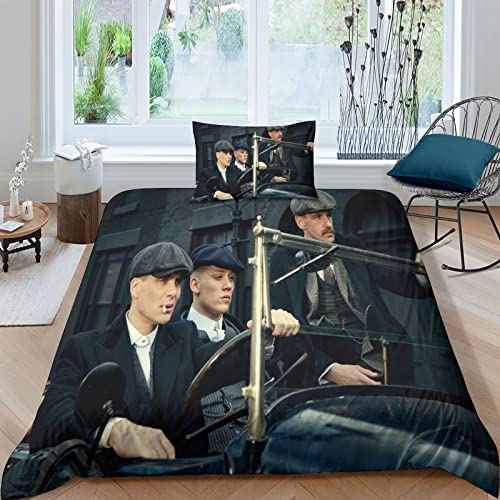 ELGISI Peaky Blinders Bettwäsche Set Kinder Bettwäsche 3D Gedruckt Tommy Shelby Bettbezug,Soft Mikrofaser Bettbezug Mit Kissenbezug 50x75cm Für Erwachsene Und Kinder Single（135x200cm） von ELGISI