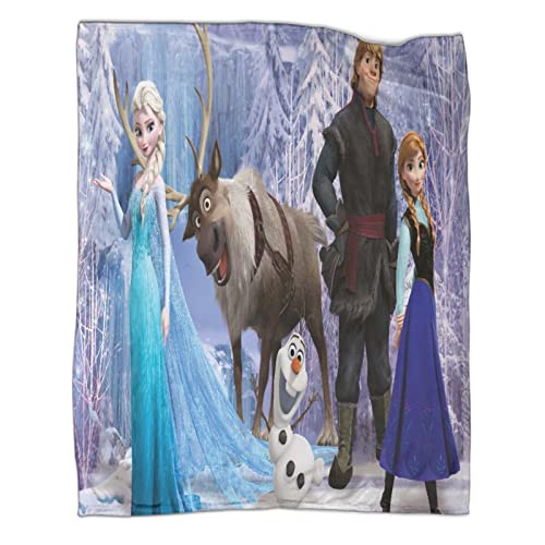 ELSA & Anna Decke Gefrorene ELSA Decke Kuscheldecke Flanell Kinder 3D-Digitaldruck Fleecedecke, Wohndecke Weiche Sofadecke Für Kinder Jugendliche 40x50inch(100x130cm) von ELGISI