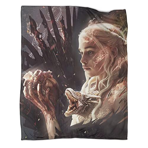 Game of Thrones Decke, Mother of Dragons 3D Kuscheldecke Sofadecke Bettüberwurf Erhältlich Decke Tagesdecke Decke Für Sofa Und Bett Falten-beständig Schmusedecke 50x60inch(127x152cm) von ELGISI