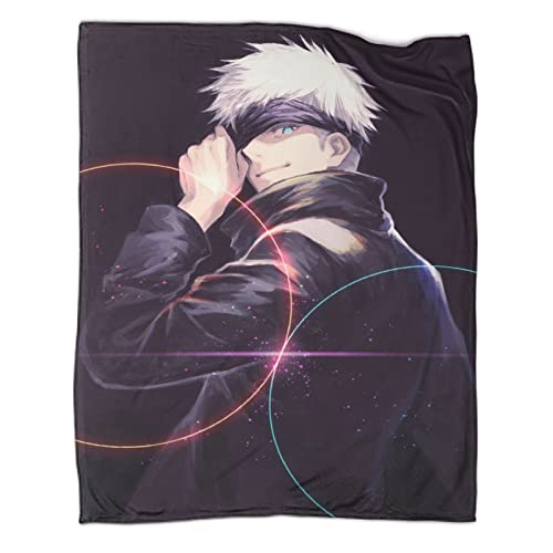 Jujutsu Kaisen Kuscheldecke Flanell Decke, Satoru Gojo 3D Drucken Microfaser Flauschig Weich Warm Plüsch Wohndecke Fleece Tagesdecke Decke Für Sofa Und Bett 60x80inch(150x200cm) von ELGISI