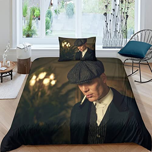 Peaky Blinders Bettwäsche 3D Anime Bettbezüge Set Für Kinder Jungen Mädchen Erwachsener Bettwäsche Set Mikrofaser Tommy Shelby Bettbezug Mit Reißverschluss,Geschenke Für Kinder Single（135x200cm） von ELGISI